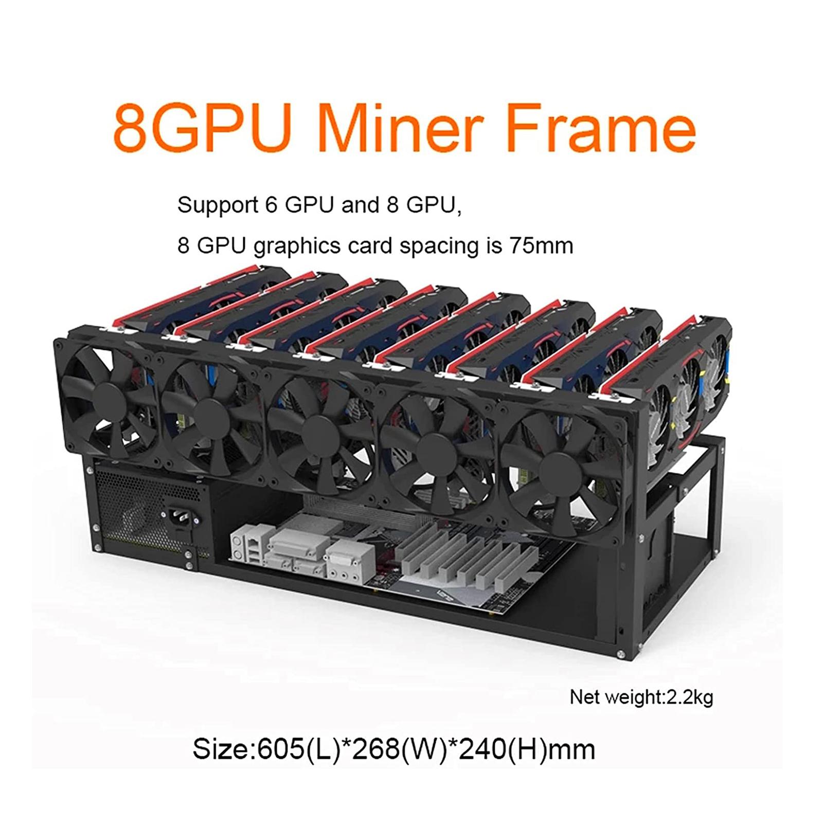 حامل بطاقة رسومات بإطار مفتوح  - مراجعة Gpu Mining Rig Frame 8 Gpu وسعره